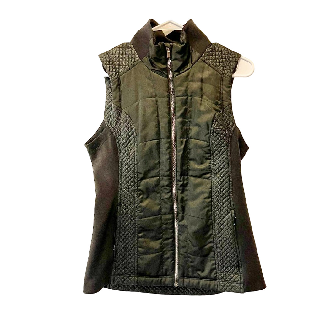 Athleta Quilted Vest Black Sleeveless Full Front Zip